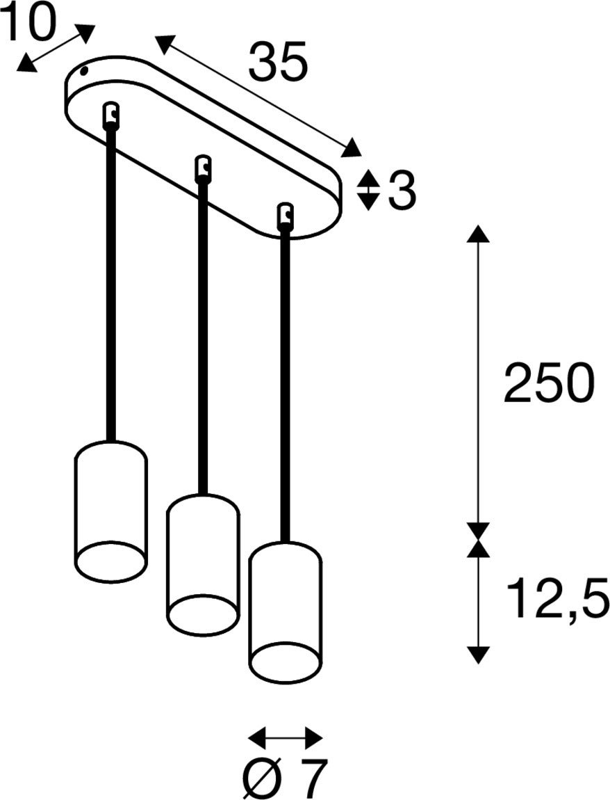 ASTO TUBE Pendel 3 Svart - SLV | Bellalite