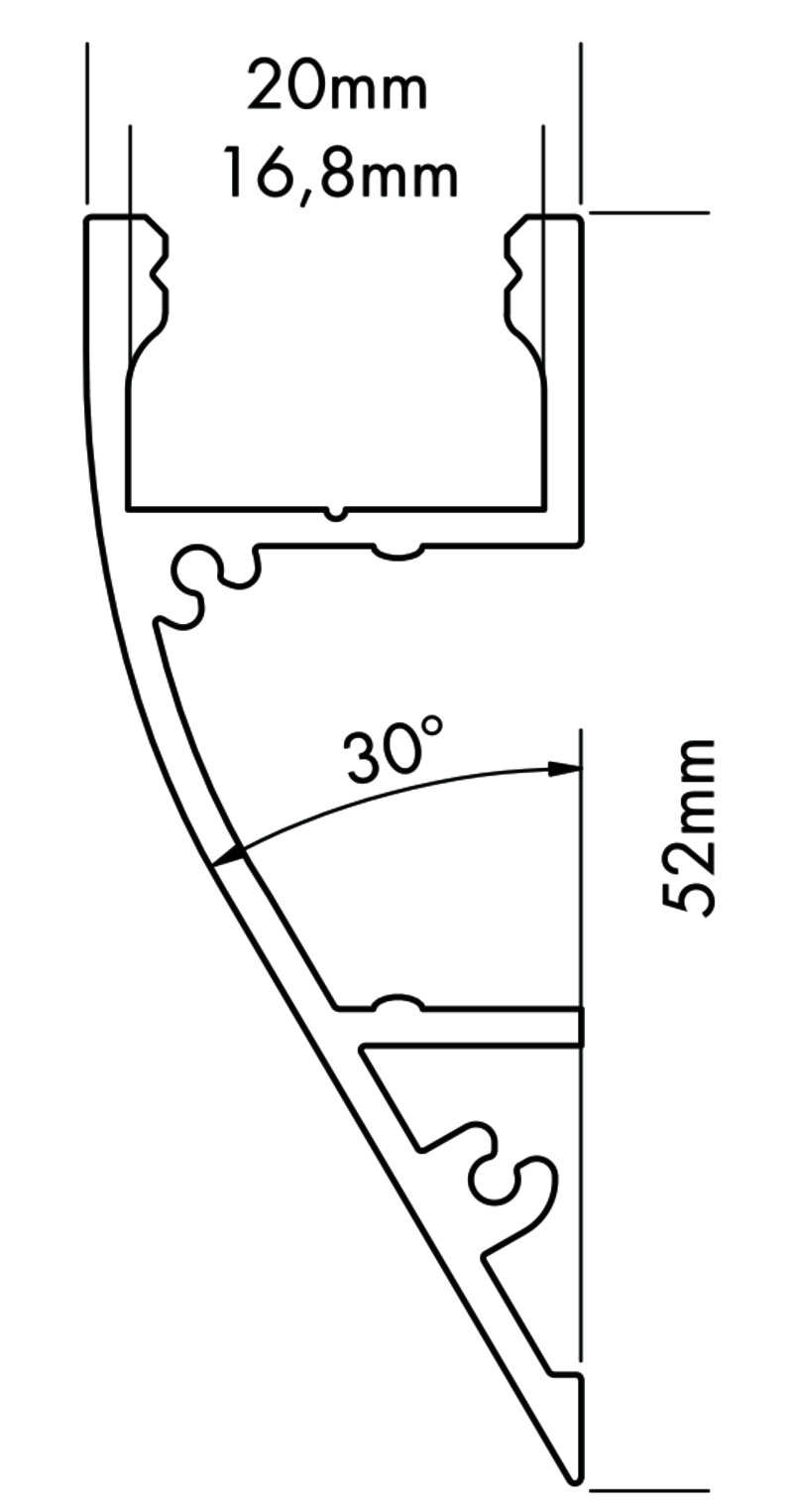 Aluminiumprofil S-Line Wall, 3m Vit - PROLED | Bellalite