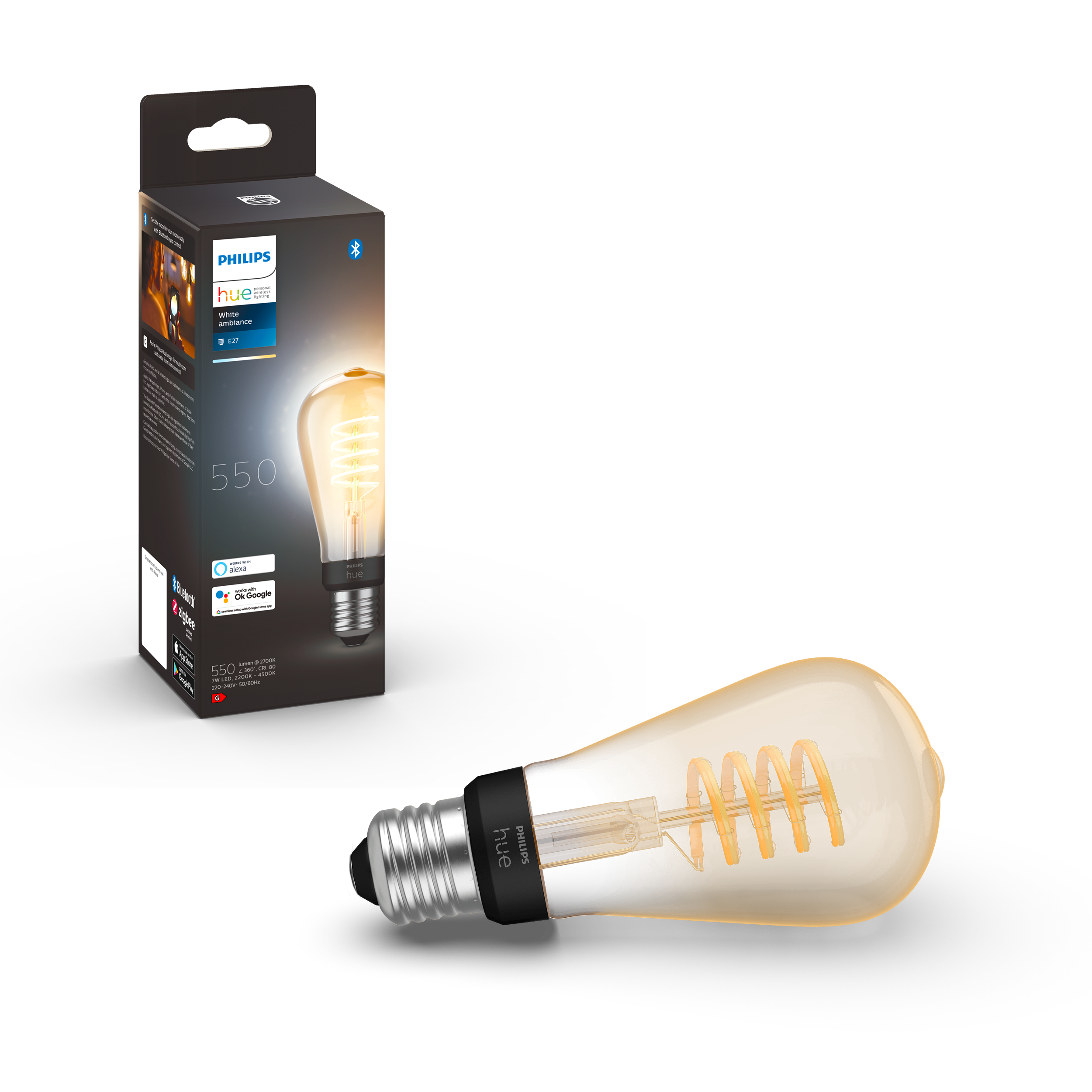 Philips Hue Filament Edison 60 White Ambience E27 7W 2200K-4500K - Philips Hue | Bellalite