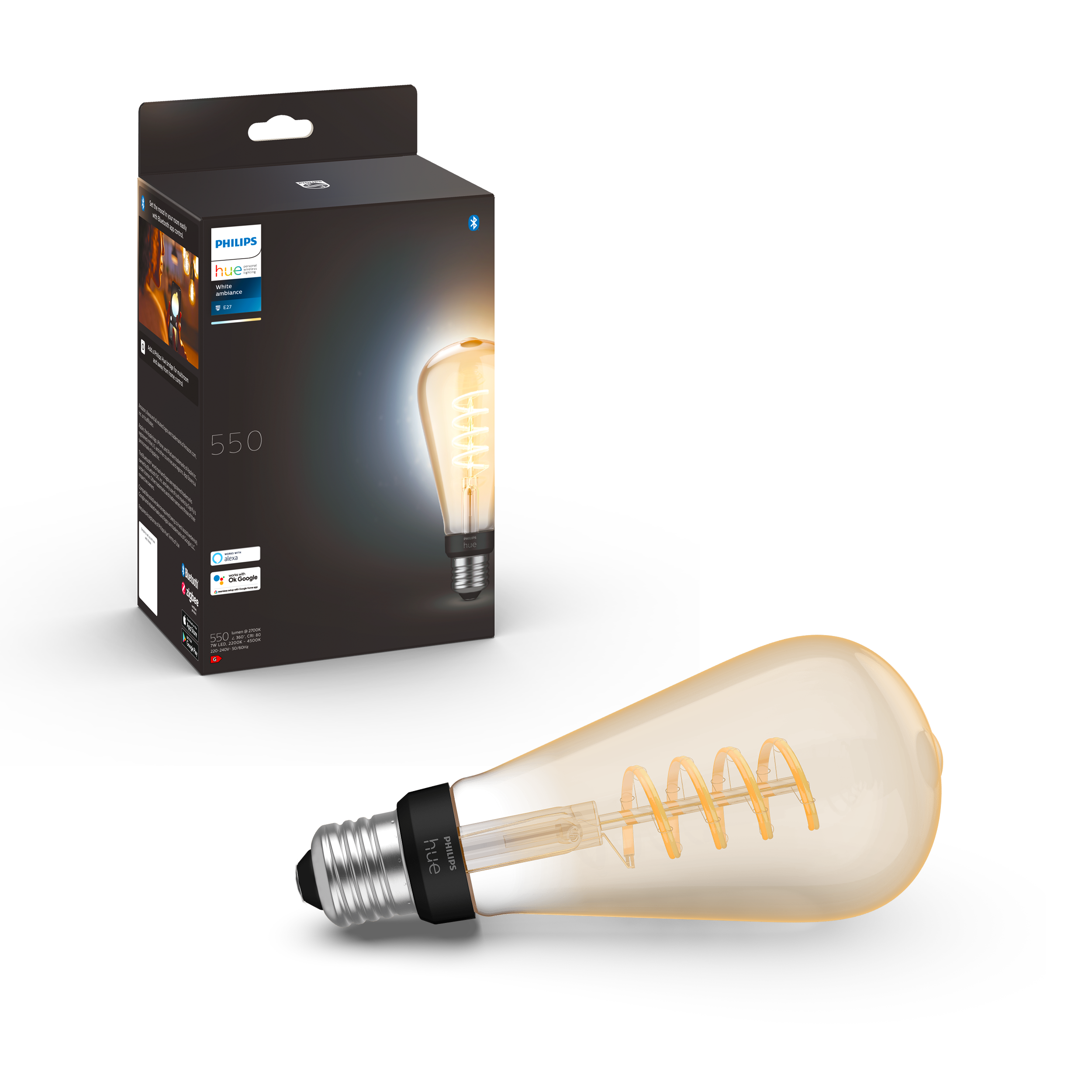 Philips Hue Filament Edison 72 White Ambience E27 7W 2200K-4500K - Philips Hue | Bellalite