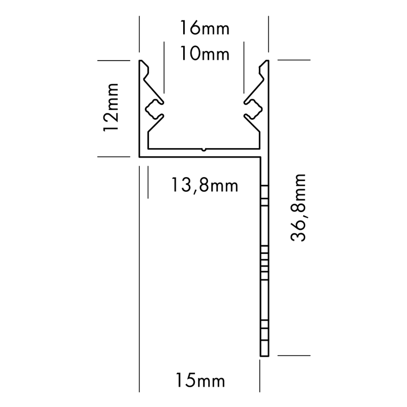 Aluminiumprofil S-Line Tiles Top, per meter Vit - PROLED | Bellalite