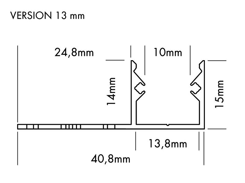 Aluminiumprofil S-Line Tiles 13mm, 3m Vit - PROLED | Bellalite