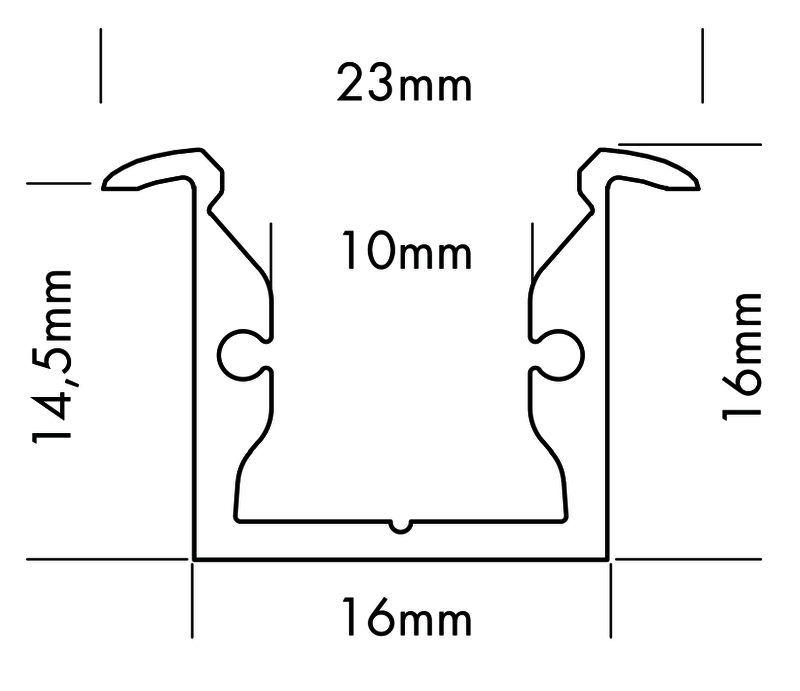 Aluminiumprofil S-Line Rec, 2m Vit - PROLED | Bellalite