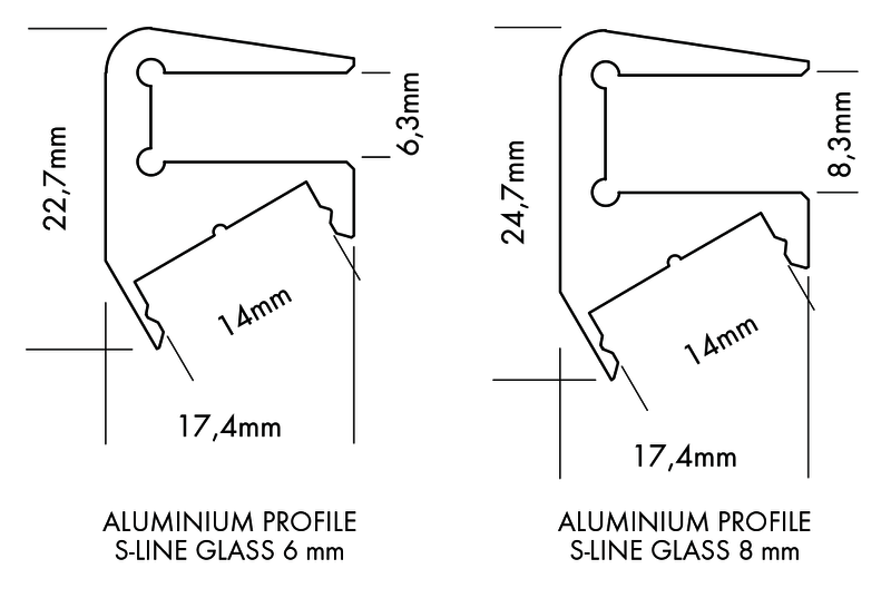 Aluminiumprofil S-Line Glass 6mm, 3m Alu - PROLED | Bellalite
