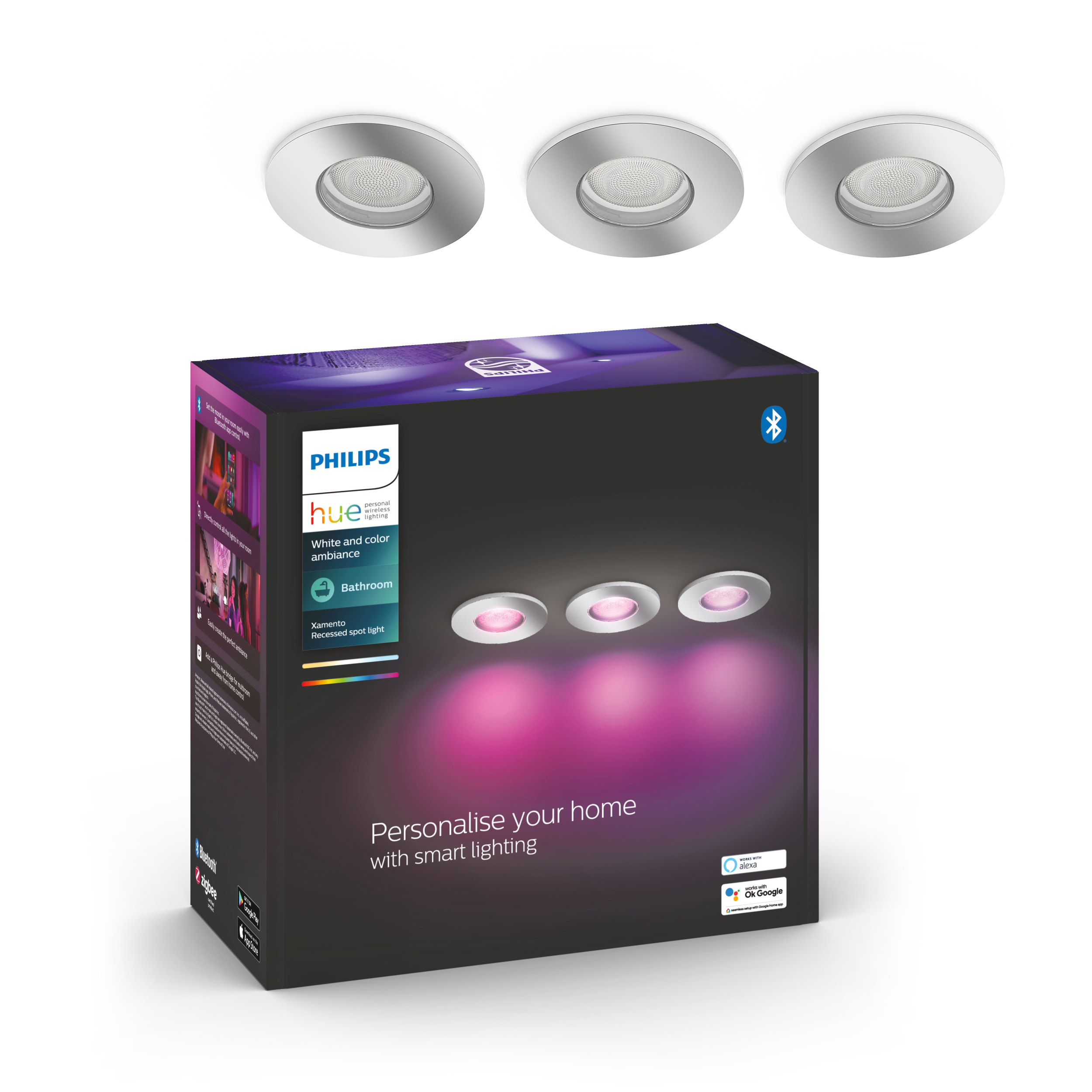 Philips Hue Xamento Downlight White & Color 3-pack - Philips Hue | Bellalite