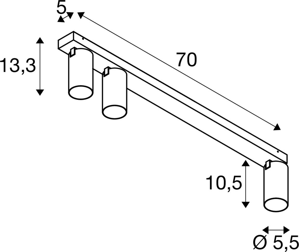 KAMI, ceiling-mounted light, 3x max. 10W, GU10, Vit/Svart  - SLV | Bellalite