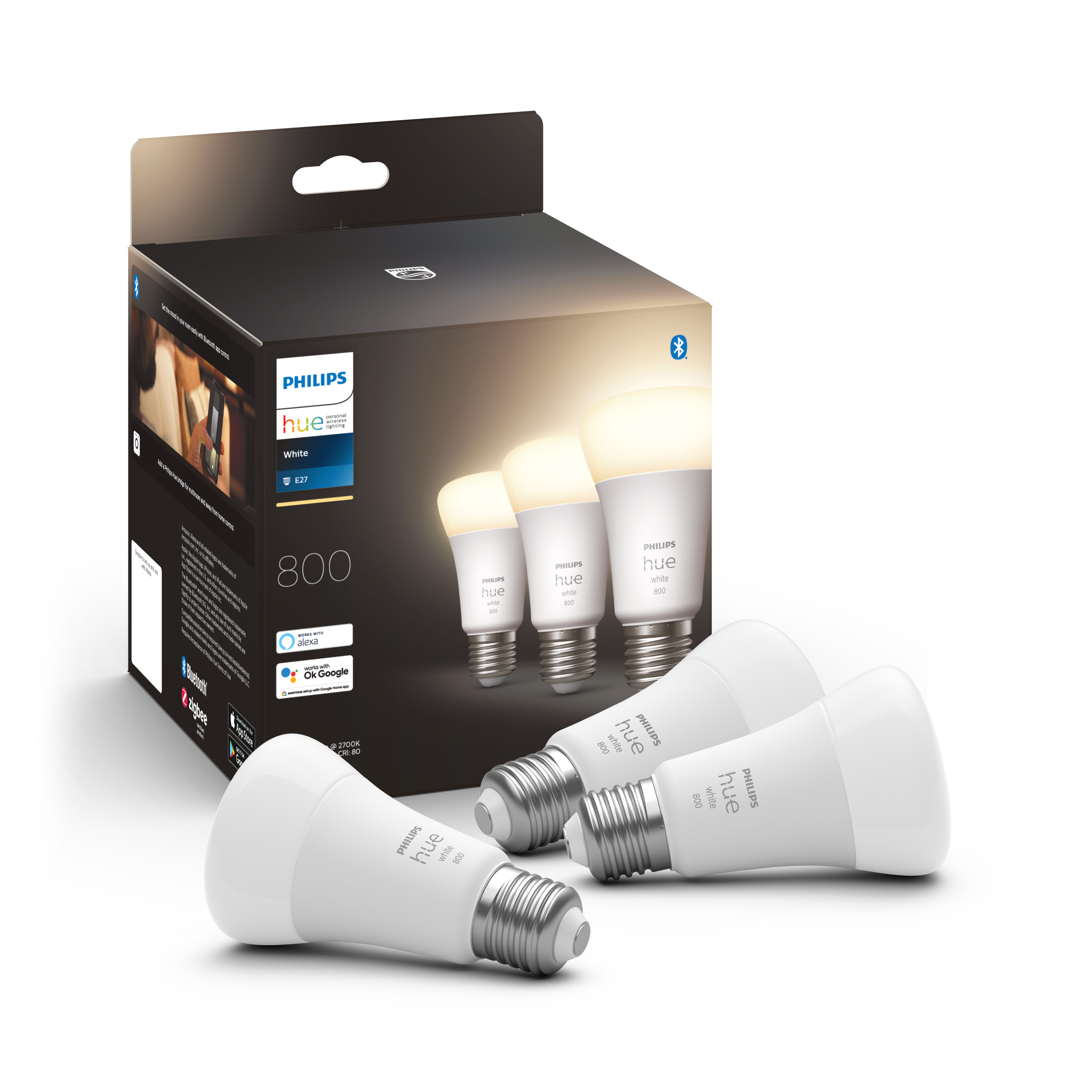 Philips Hue White E27 3-pack 9W 2700K - Philips Hue | Bellalite