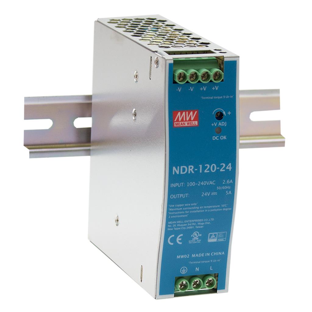 Mean Well NDR-120-24 Din Rail Plus 24V 120W  - Mean Well | Bellalite