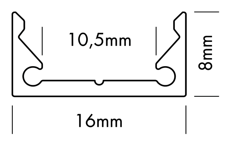 Aluminiumprofil S-Line Low, per meter Vit - PROLED | Bellalite