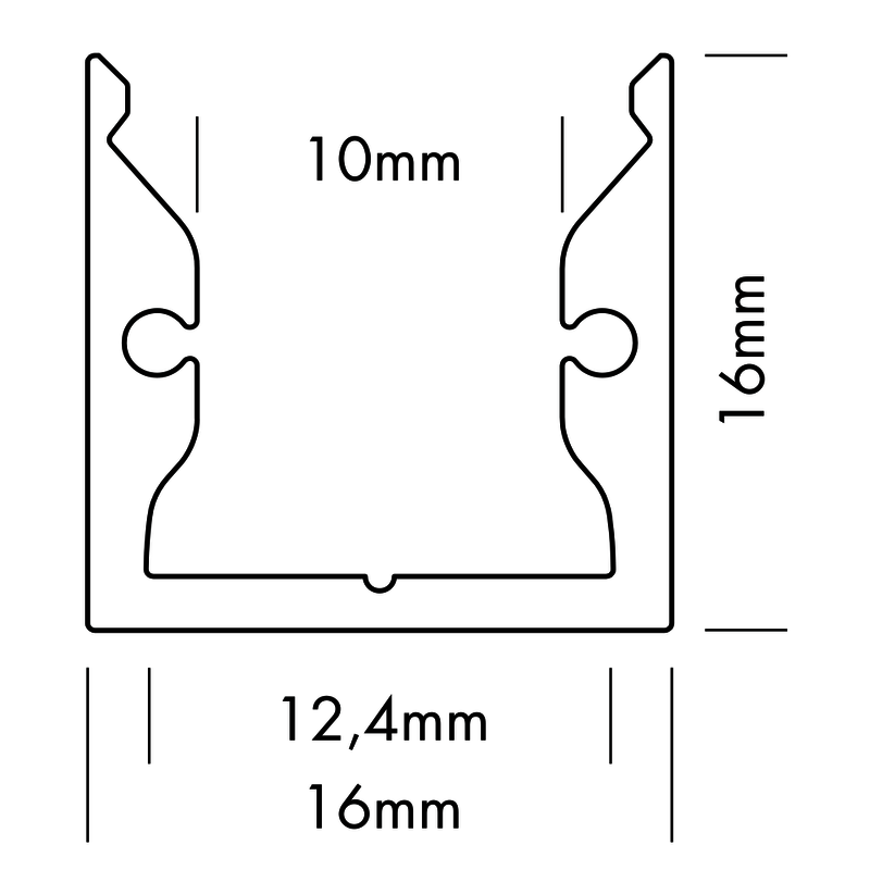 Aluminiumprofil S-Line Standard, 3m Svart - PROLED | Bellalite