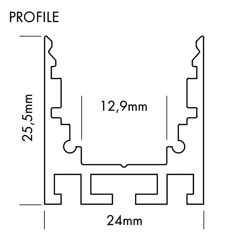 Aluminiumprofil M-Line Standard 24, 3m - PROLED | Bellalite