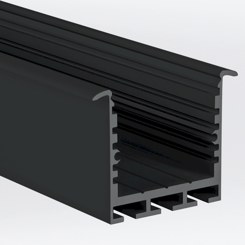 Aluminiumprofil SQ-Line Rec 24, 3m Svart - PROLED | Bellalite