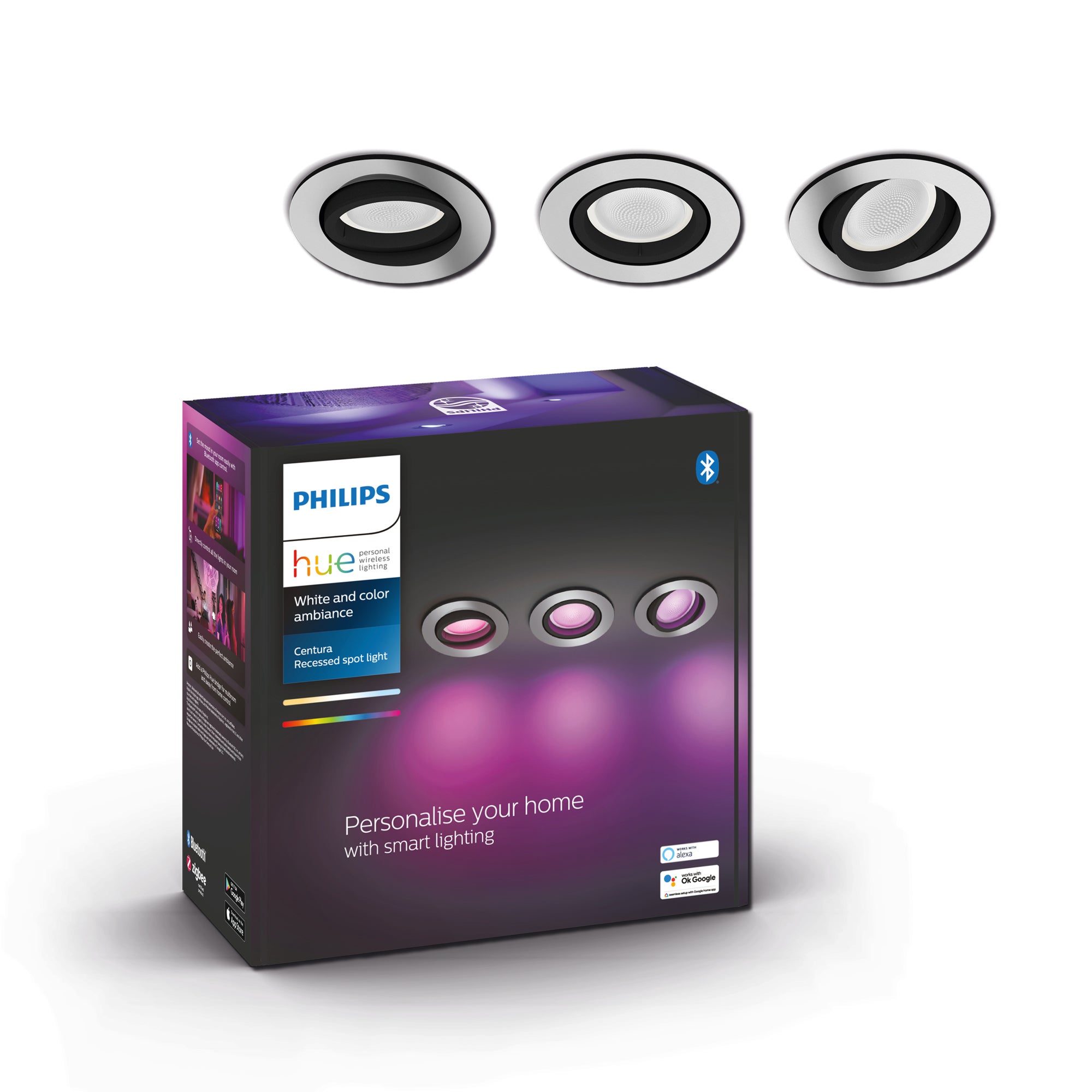 Philips Hue Centura Downlight White & Color 3-pack - Philips Hue | Bellalite