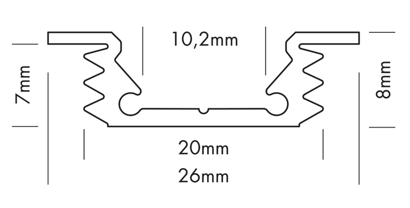 Aluminiumprofil S-Line Flat Rec, 3m Svart - PROLED | Bellalite