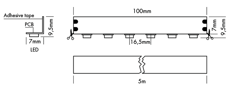 Flex Strip HD 90° Down, per meter 4000K - PROLED | Bellalite