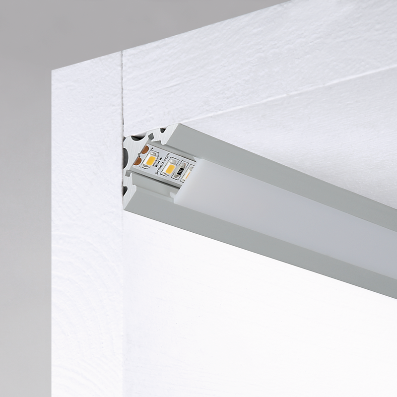 Aluminiumprofil S-Line Corner, 3m Vit - PROLED | Bellalite