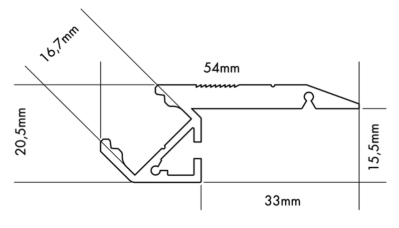 Aluminiumprofil S-Line Step Up, 2m Vit - PROLED | Bellalite