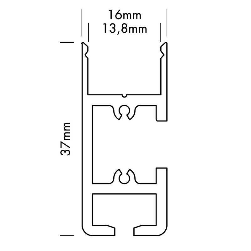 Aluminiumprofil S-Line Gallery, 2m Alu - PROLED | Bellalite