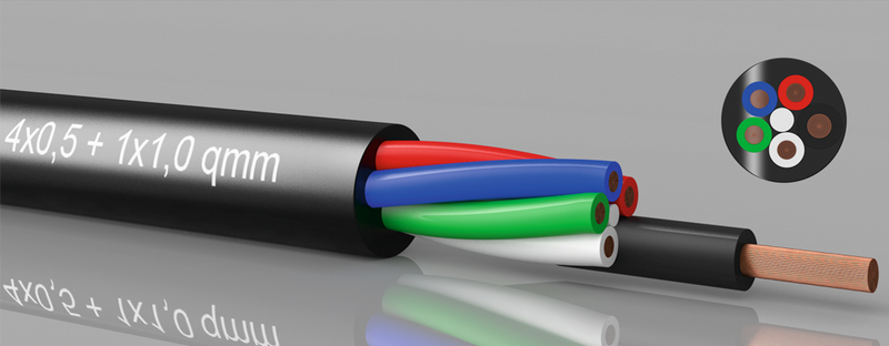 PVC-Kabel 4x0,5mm² + 1x1.0mm² Svart - PROLED | Bellalite