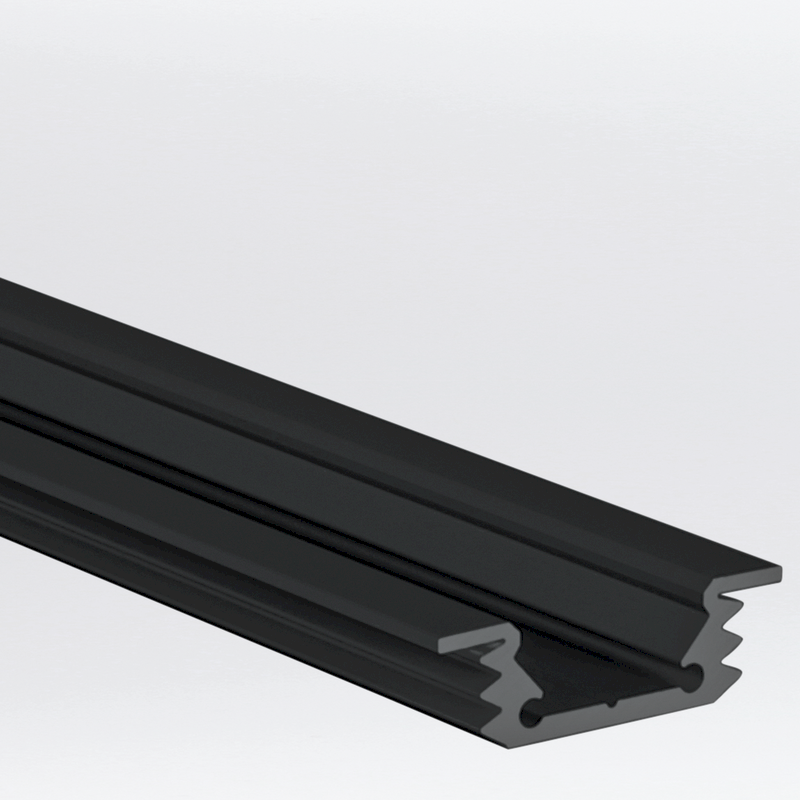 Aluminiumprofil S-Line Flat Rec, 3m Svart - PROLED | Bellalite