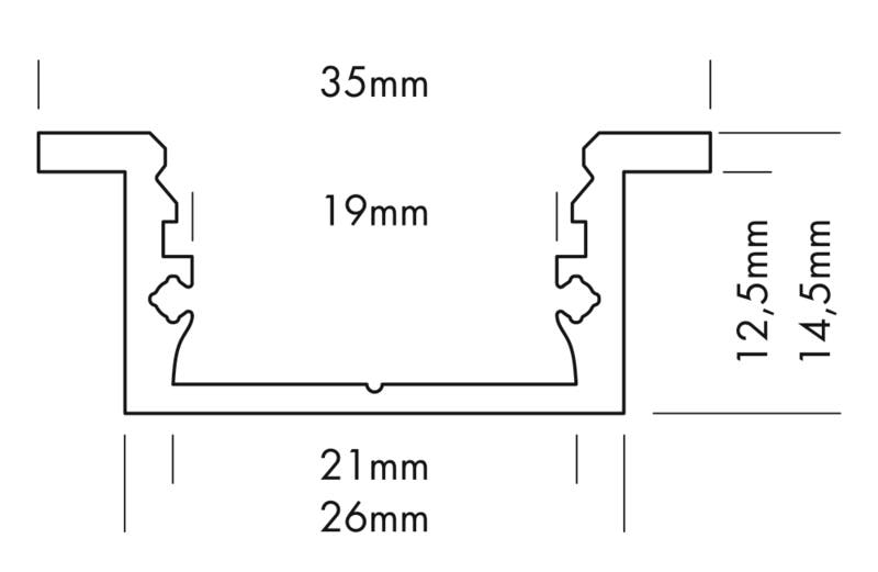 Aluminiumprofil M-LINE REC 12 ST, per meter Aluminium - PROLED | Bellalite Aluminiumprofil M-LINE REC 12 ST, per meter Aluminium - PROLED | Bellalite