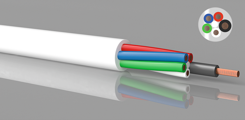 PVC-Kabel 4x0,5mm² + 1x1.0mm² Vit - PROLED | Bellalite