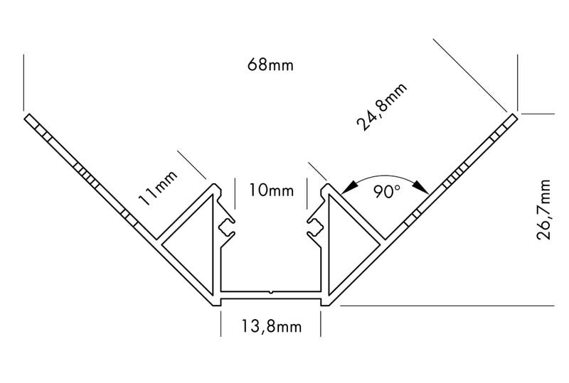 Aluminiumprofil S-Line Tiles Innerhörn, 2m Alu - PROLED | Bellalite Aluminiumprofil S-Line Tiles Innerhörn, 2m Alu - PROLED | Bellalite