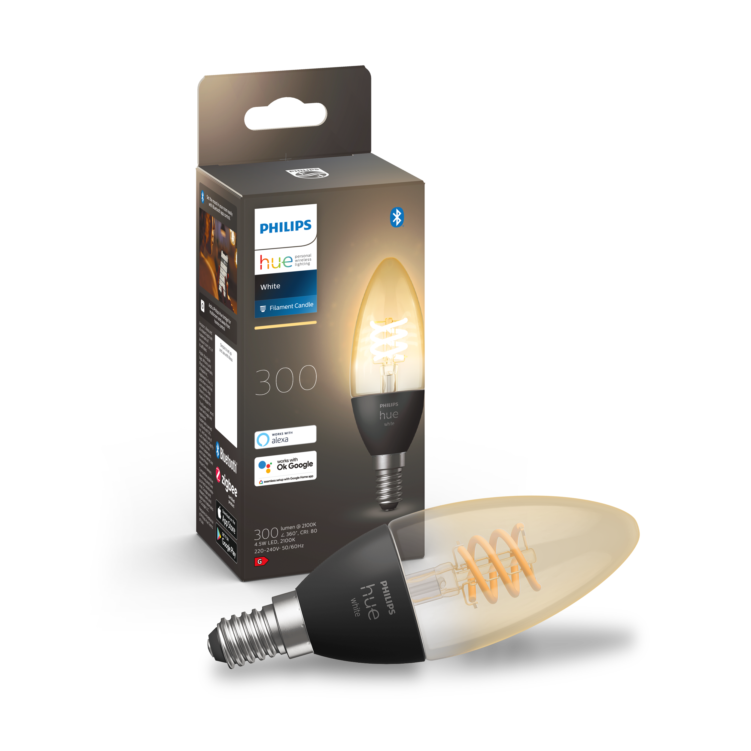 Philips Hue Filament Kron White E14 4,5W 2100K - Philips Hue | Bellalite