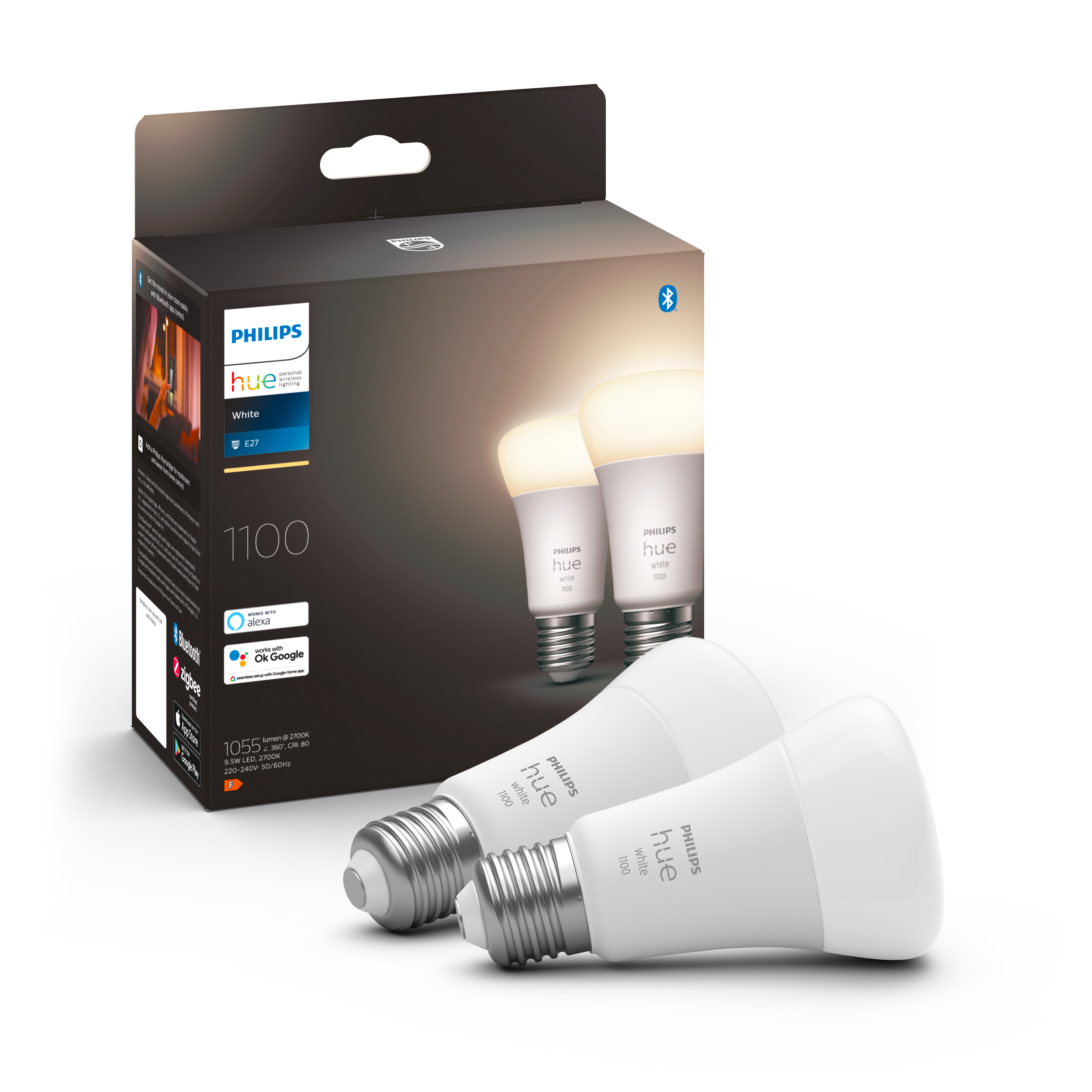 Philips Hue White E27 2-pack 9,5W 2700K - Philips Hue | Bellalite