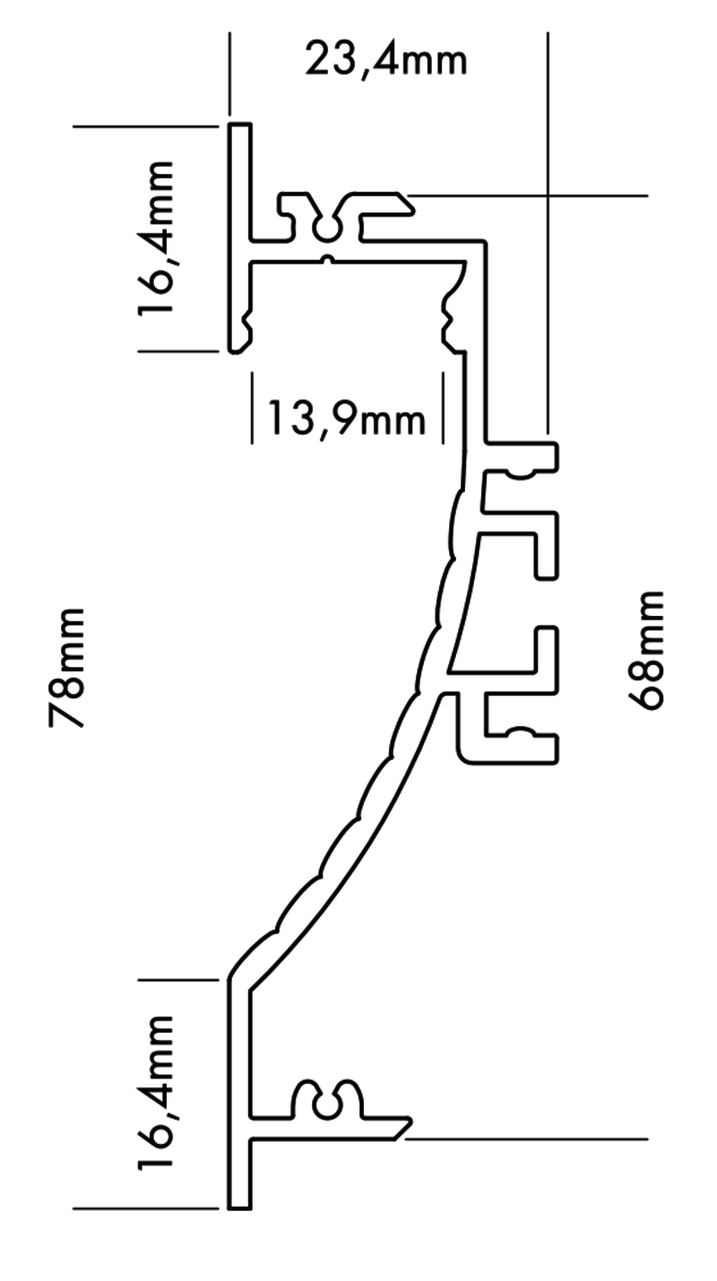 Aluminiumprofil S-Line Wave, per meter Vit - PROLED | Bellalite