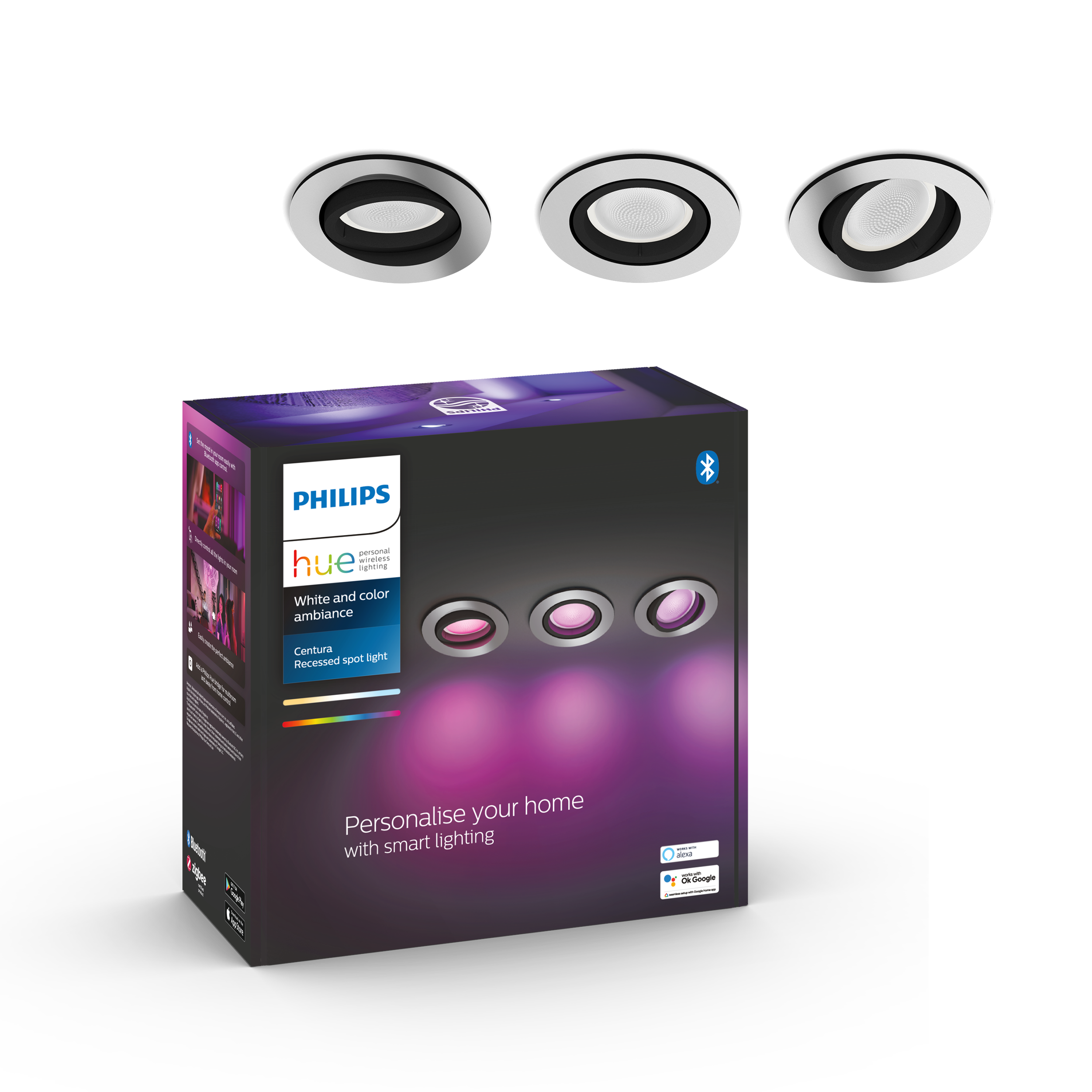 Philips Hue Centura Downlight White & Color 3-pack - Philips Hue | Bellalite