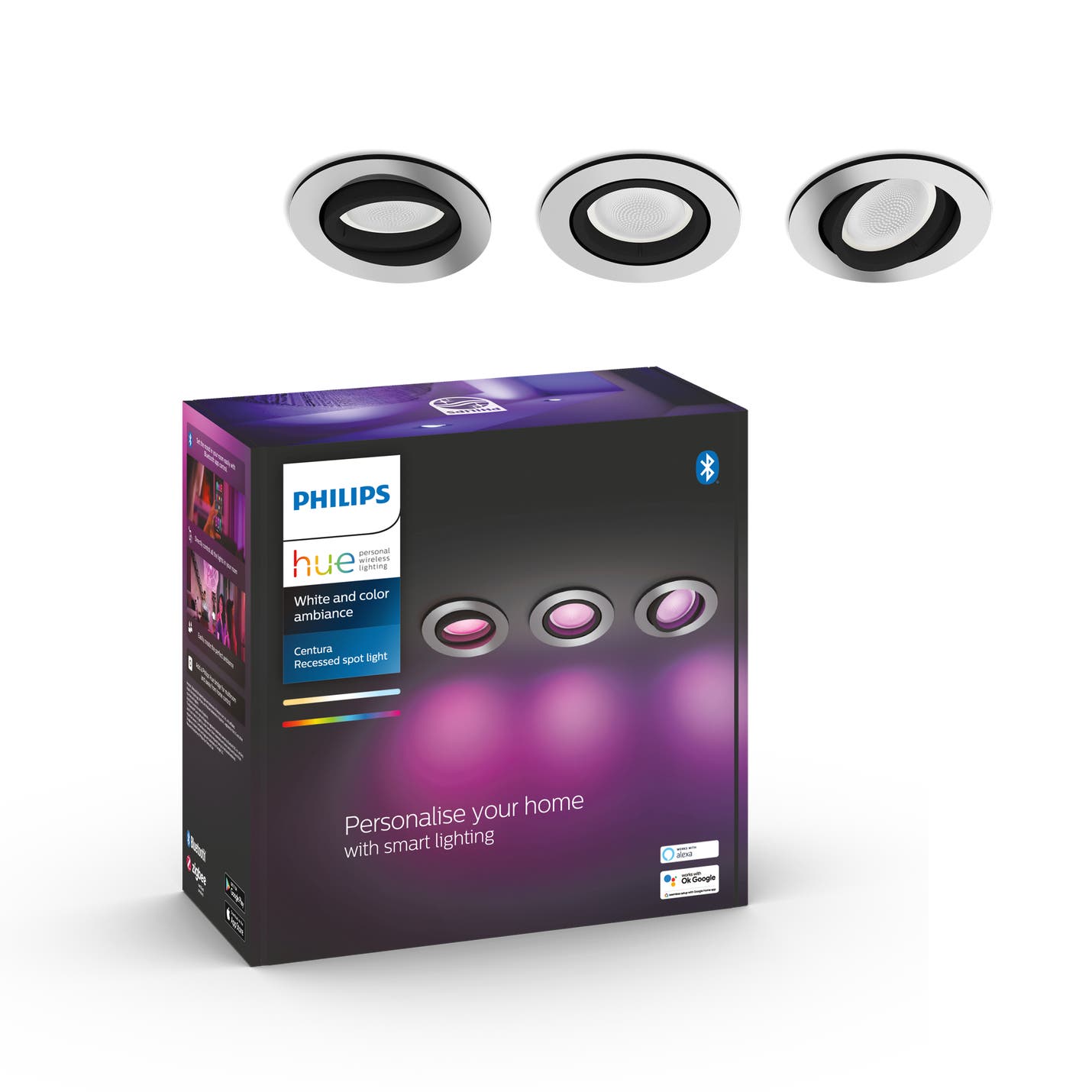 Philips Hue Centura Downlight White & Color 3-pack - Philips Hue | Bellalite Philips Hue Centura Downlight White & Color 3-pack - Philips Hue | Bellalite