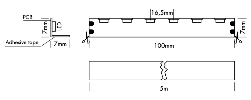 Flex Strip HD 90° Up, per meter 2700K - PROLED | Bellalite