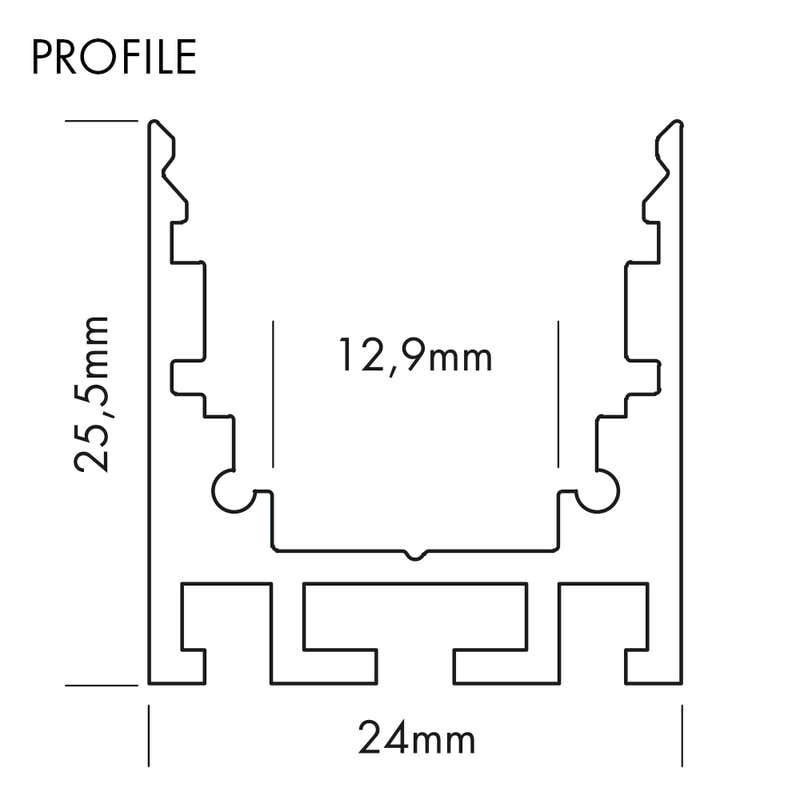 Aluminiumprofil M-Line Standard 24, 2m - PROLED | Bellalite Aluminiumprofil M-Line Standard 24, 2m - PROLED | Bellalite