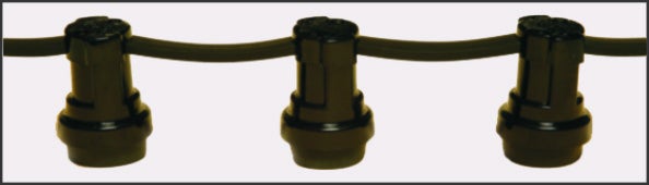 Flatkabelslinga 15m/15st lamphållare E27 c/c 100 svart, hane/avslut (IP44) - FOTODIASTASI | Bellalite