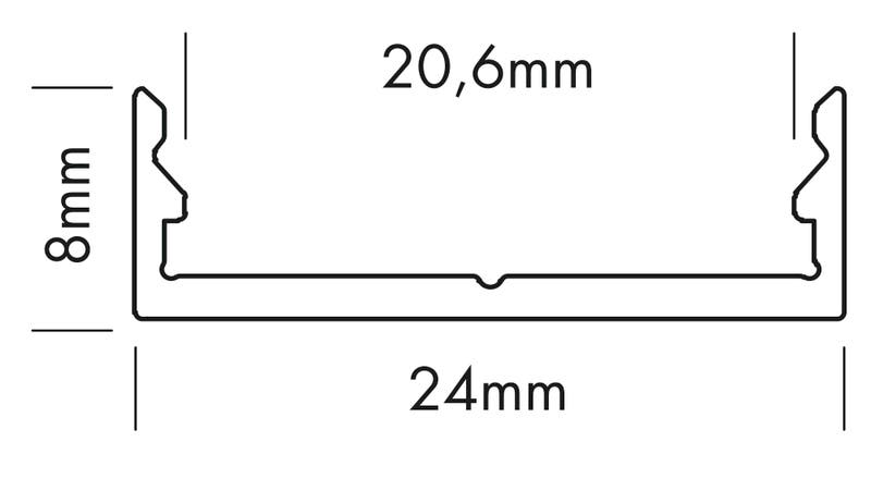 Aluminiumprofil M-Line Extra Low, 2m - PROLED | Bellalite Aluminiumprofil M-Line Extra Low, 2m - PROLED | Bellalite