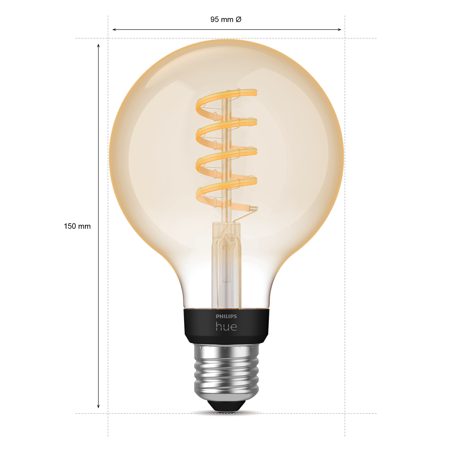 Philips Hue Filament Glob 95mm White Ambience E27 7W 2200K-4500K - Philips Hue | Bellalite