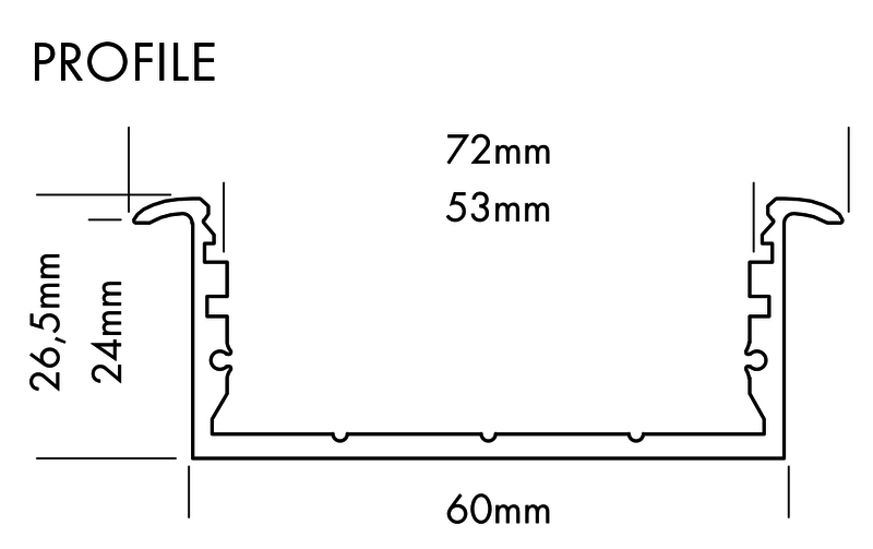 Aluminiumprofil L-Line Rec, 5m Alu - PROLED | Bellalite