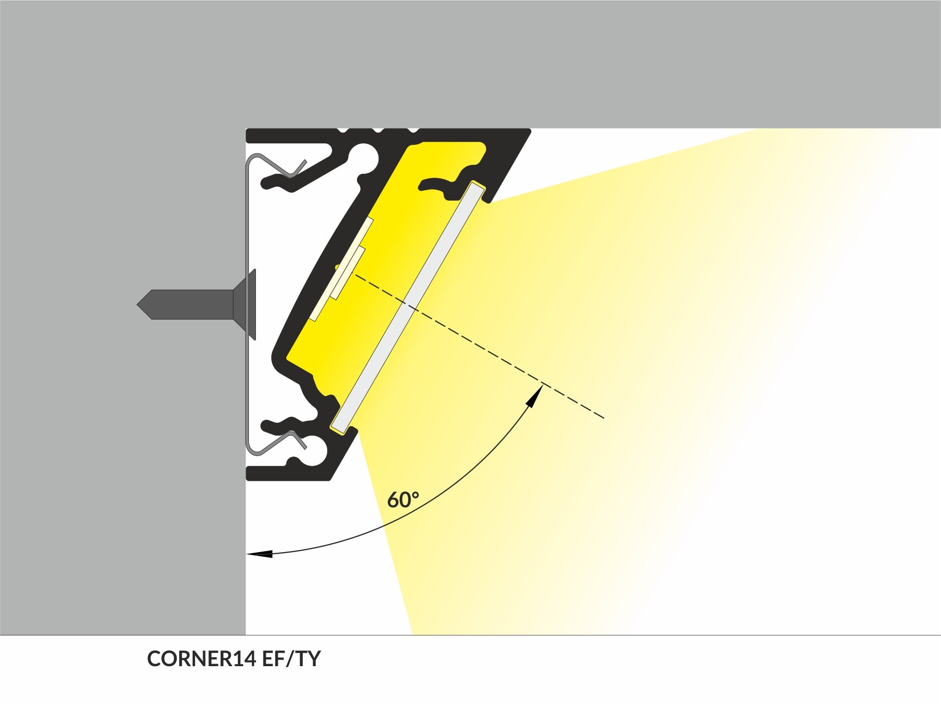 Topmet LED-Profil CORNER14 Anodiserad alu L=1m - TOPMET | Bellalite