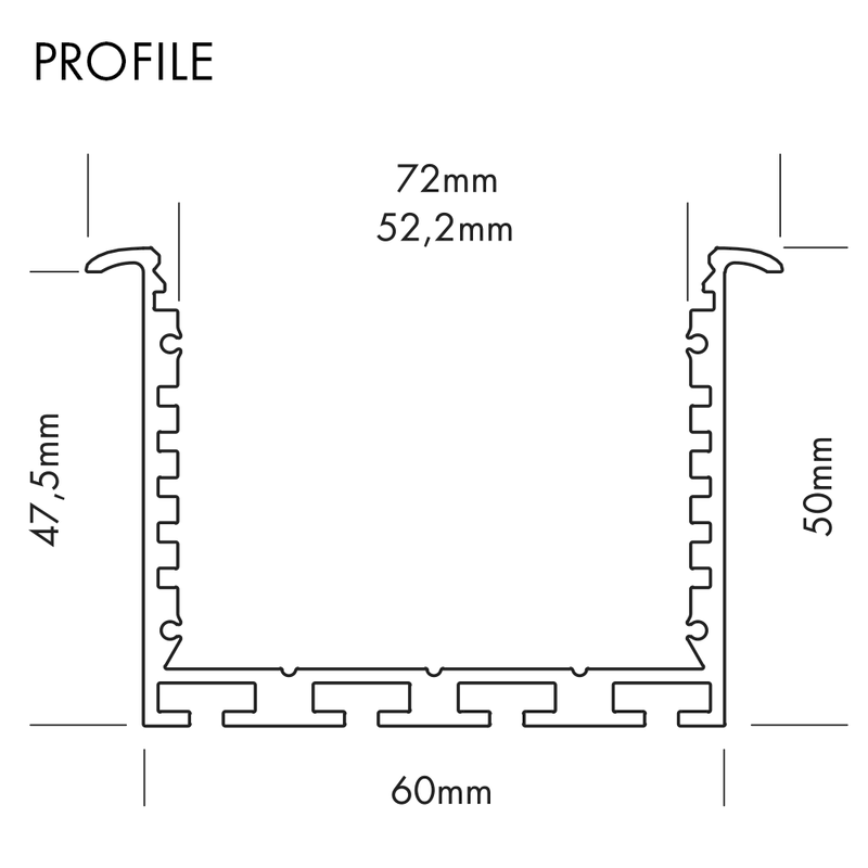 Aluminiumprofil L-Line D Rec 24, 5m Alu - PROLED | Bellalite