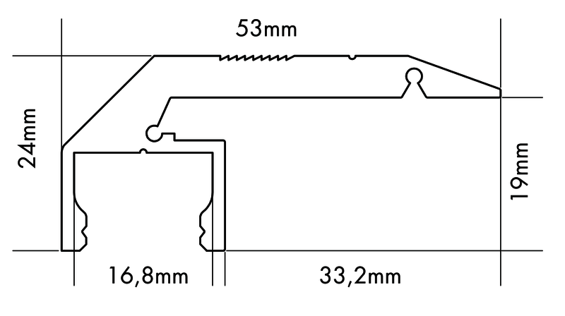 Aluminiumprofil S-Line Step Down, per meter Alu - PROLED | Bellalite