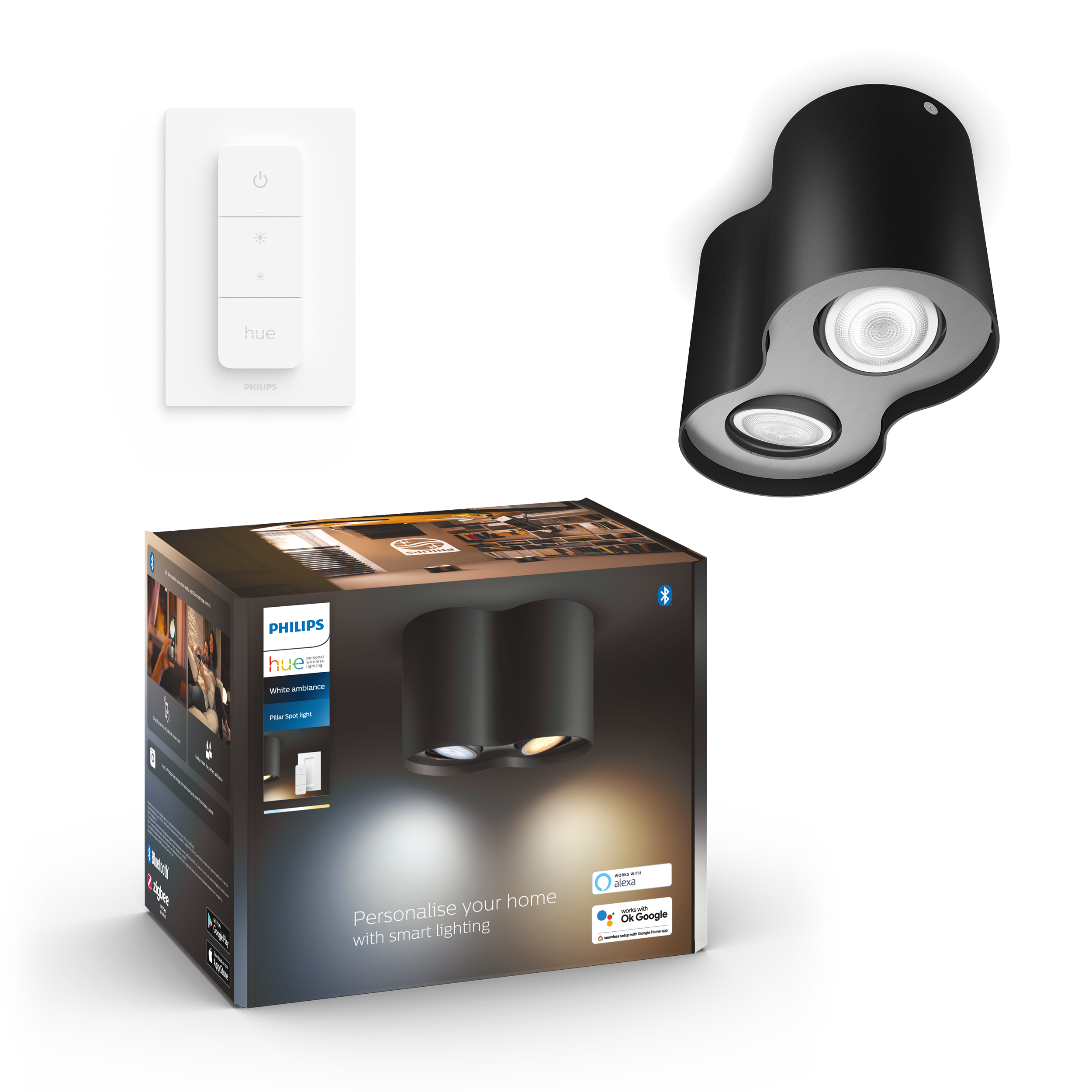 Philips Hue Pillar Dubbel White Ambience + Switch - Philips Hue | Bellalite