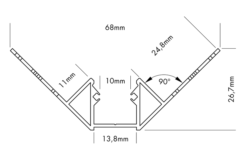 Aluminiumprofil S-Line Tiles Innerhörn, 3m Vit - PROLED | Bellalite