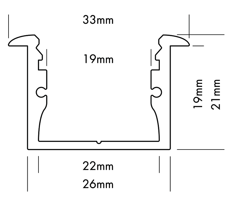 Aluminiumprofil M-Line Rec, 2m - PROLED | Bellalite