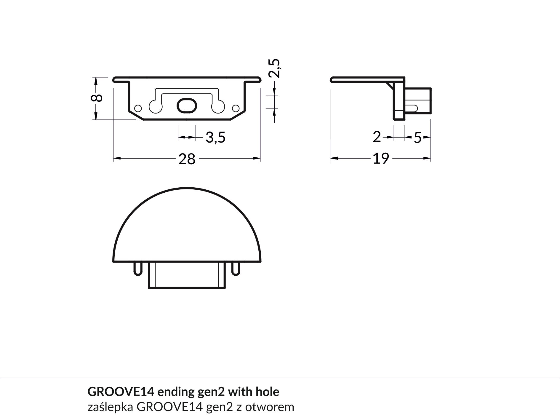 Topmet Ändstycke GROOVE14 vit 2st/ fp - TOPMET | Bellalite