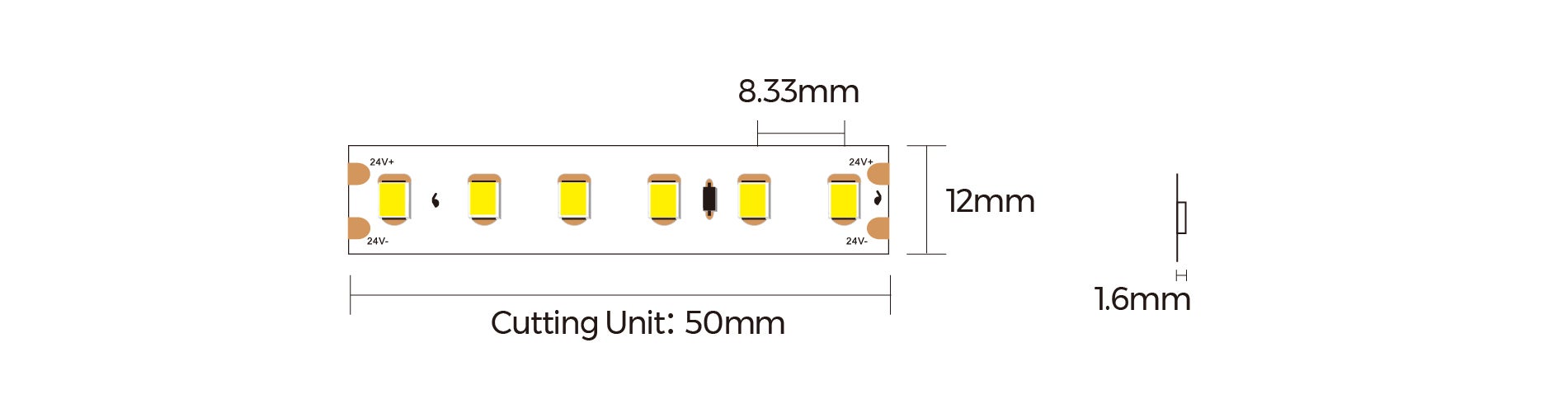 Colors LED-Strip DS8120 24V 3000K 9,6W/m IP65 per meter - Colors | Bellalite