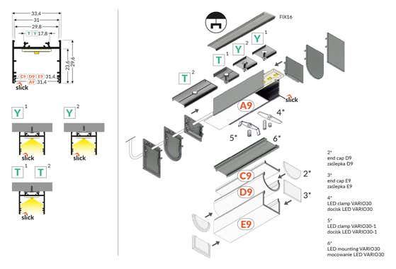 Topmet LED-Profil VARIO30-02 Vit, L=1m - TOPMET | Bellalite Topmet LED-Profil VARIO30-02 Vit, L=1m - TOPMET | Bellalite