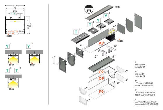 Topmet LED-Profil VARIO30-02 Vit, L=1m - TOPMET | Bellalite Topmet LED-Profil VARIO30-02 Vit, L=1m - TOPMET | Bellalite