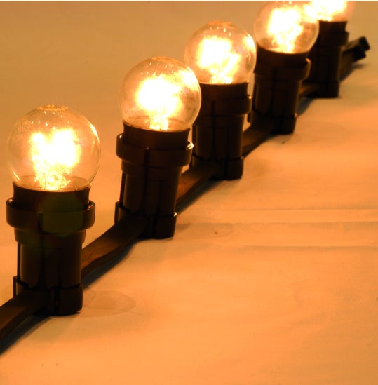 Flatkabelslinga 15m/15st lamphållare E27 c/c 100 svart, hane/avslut (IP44) - FOTODIASTASI | Bellalite