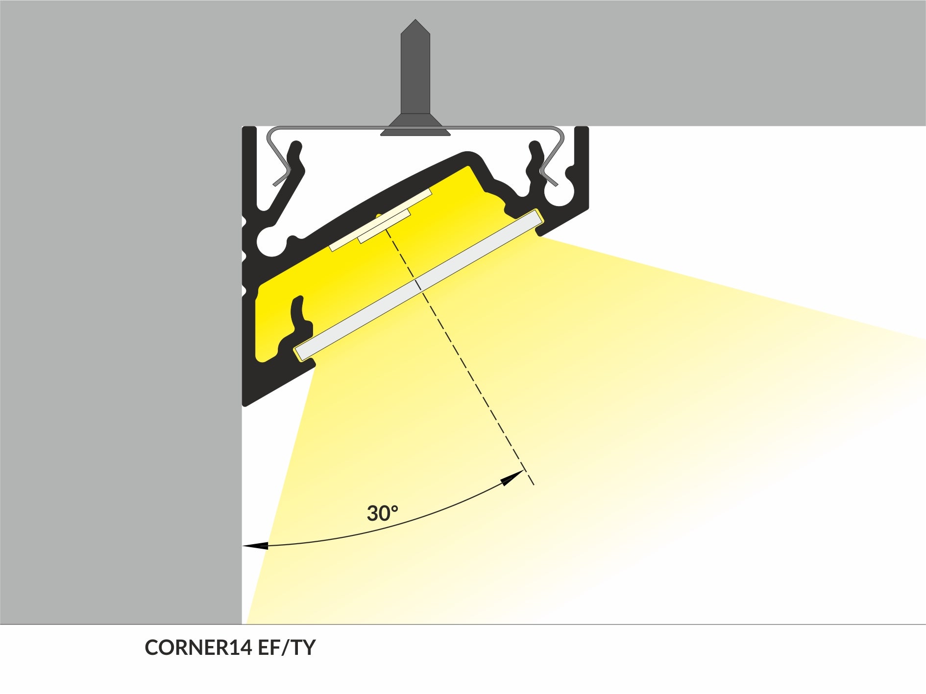 Topmet LED-Profil CORNER14 Anodiserad alu L=1m - TOPMET | Bellalite